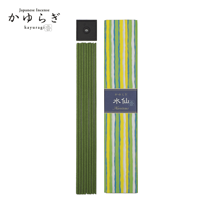GIFT SET Japanese incense sticks- Daffodil & vintage kimono silk scrunchie