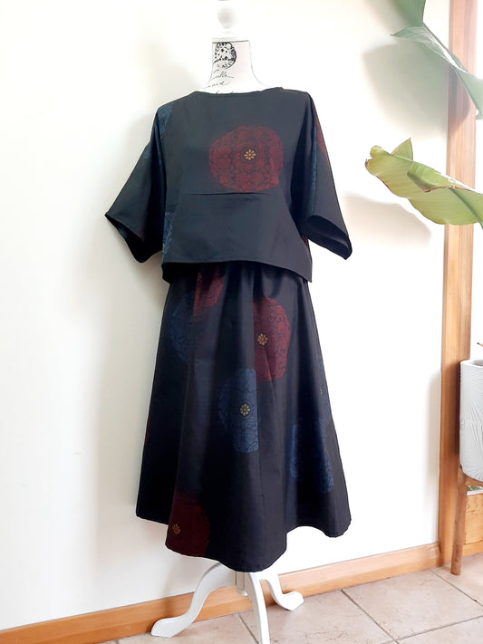 Vintage kimono silk skirt