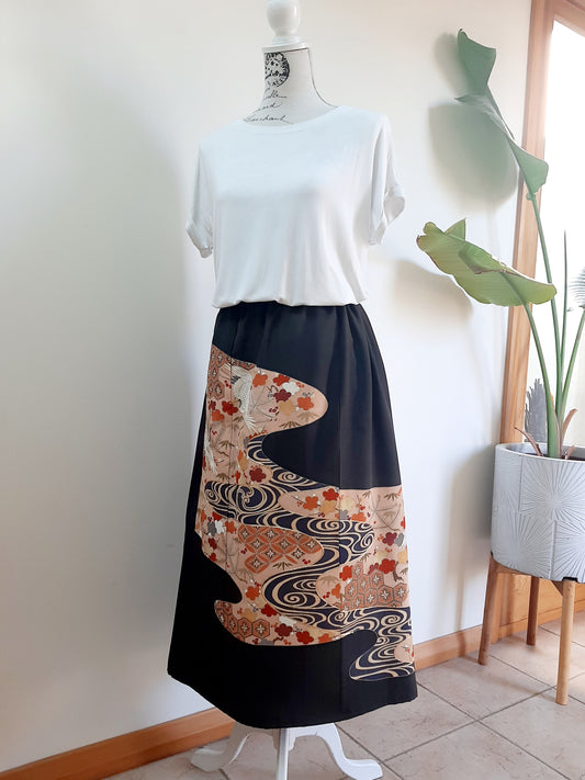 Vintage kimono silk skirt