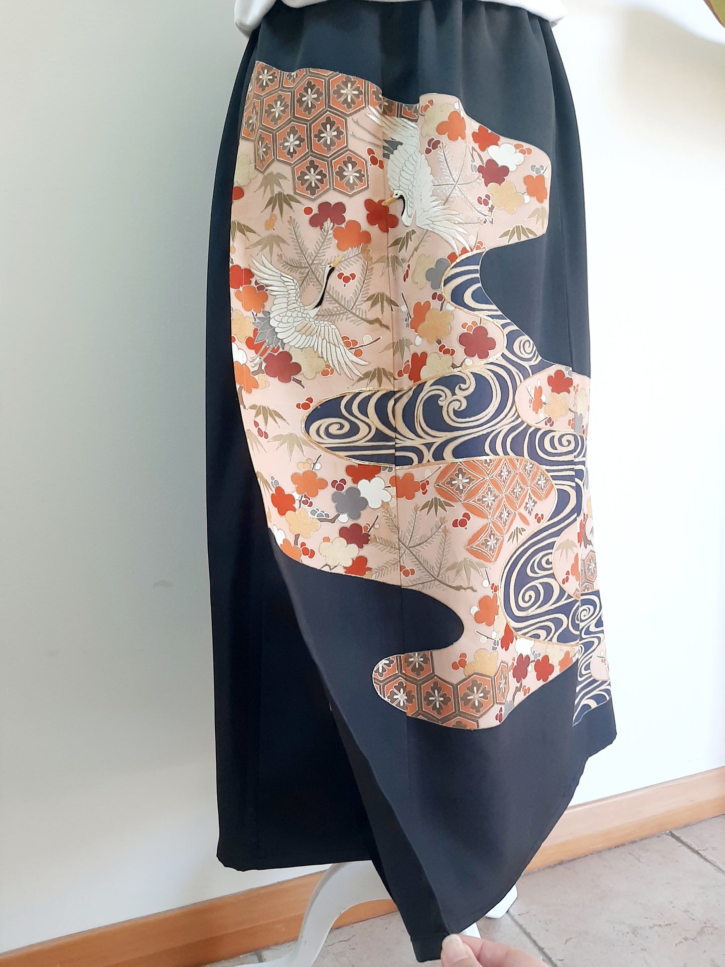 Vintage kimono silk skirt