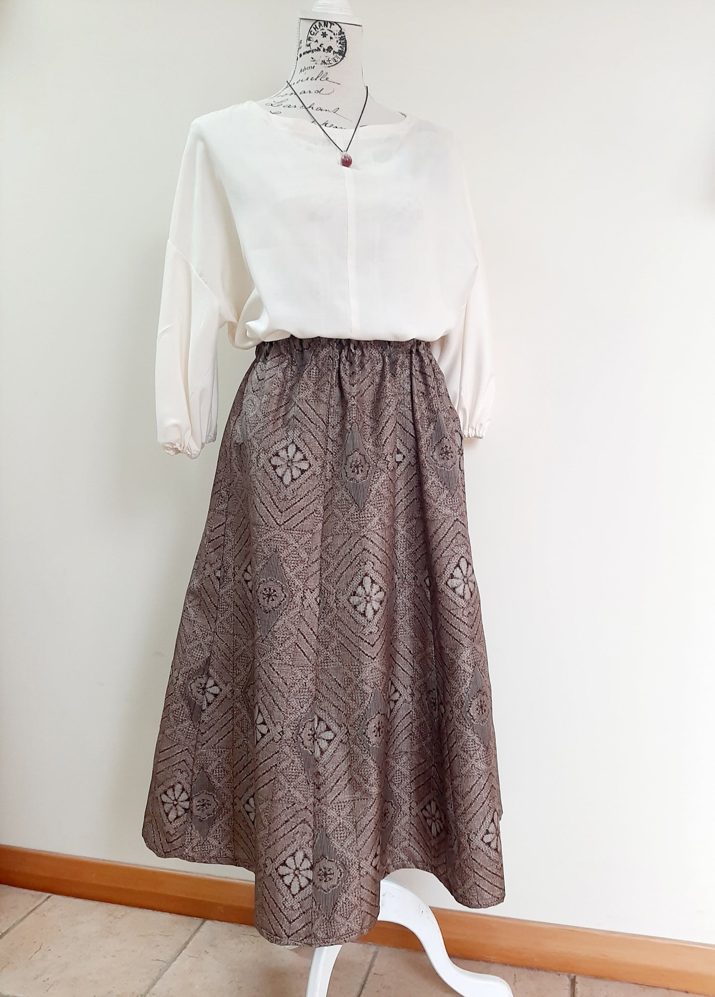 Vintage kimono silk skirt