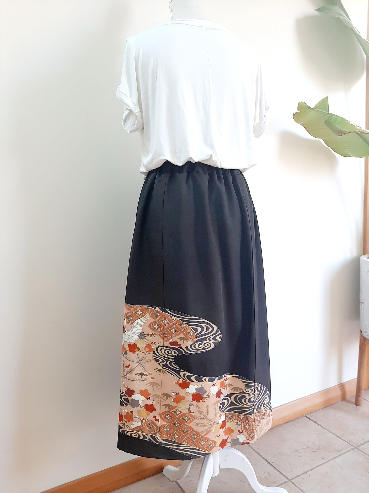 Vintage kimono silk skirt