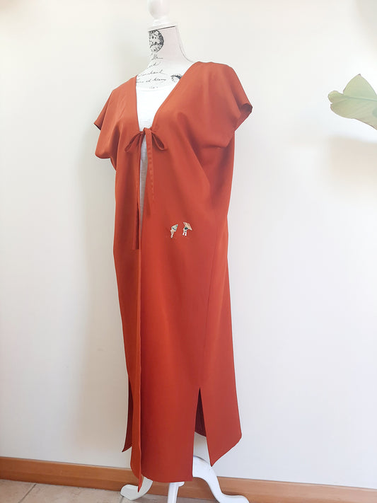 Vintage kimono silk long gilet