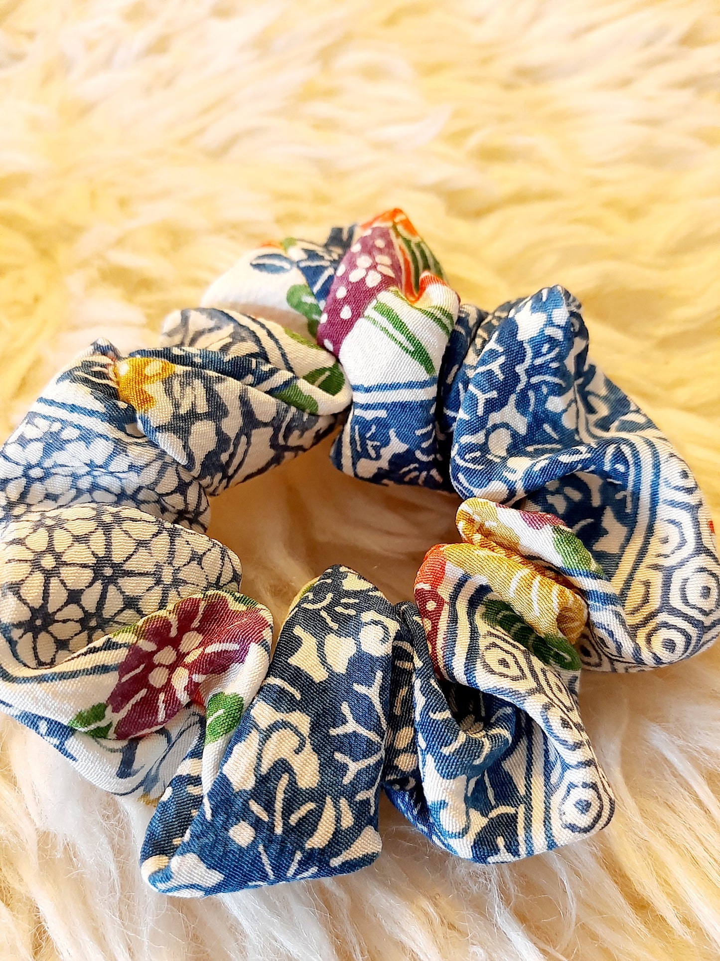 Vintage kimono silk scrunchies