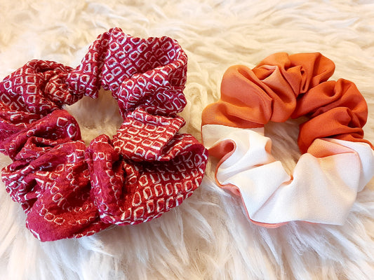 Vintage kimono silk scrunchies