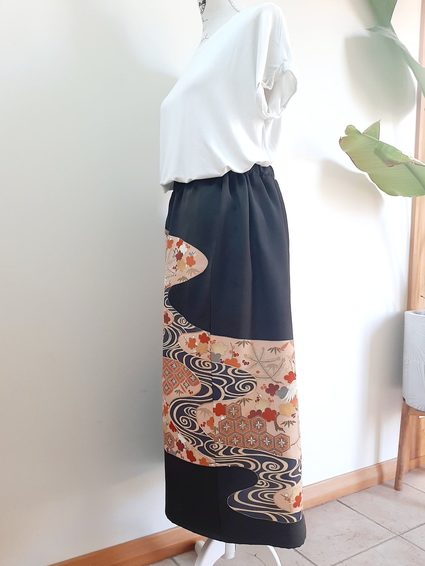 Vintage kimono silk skirt