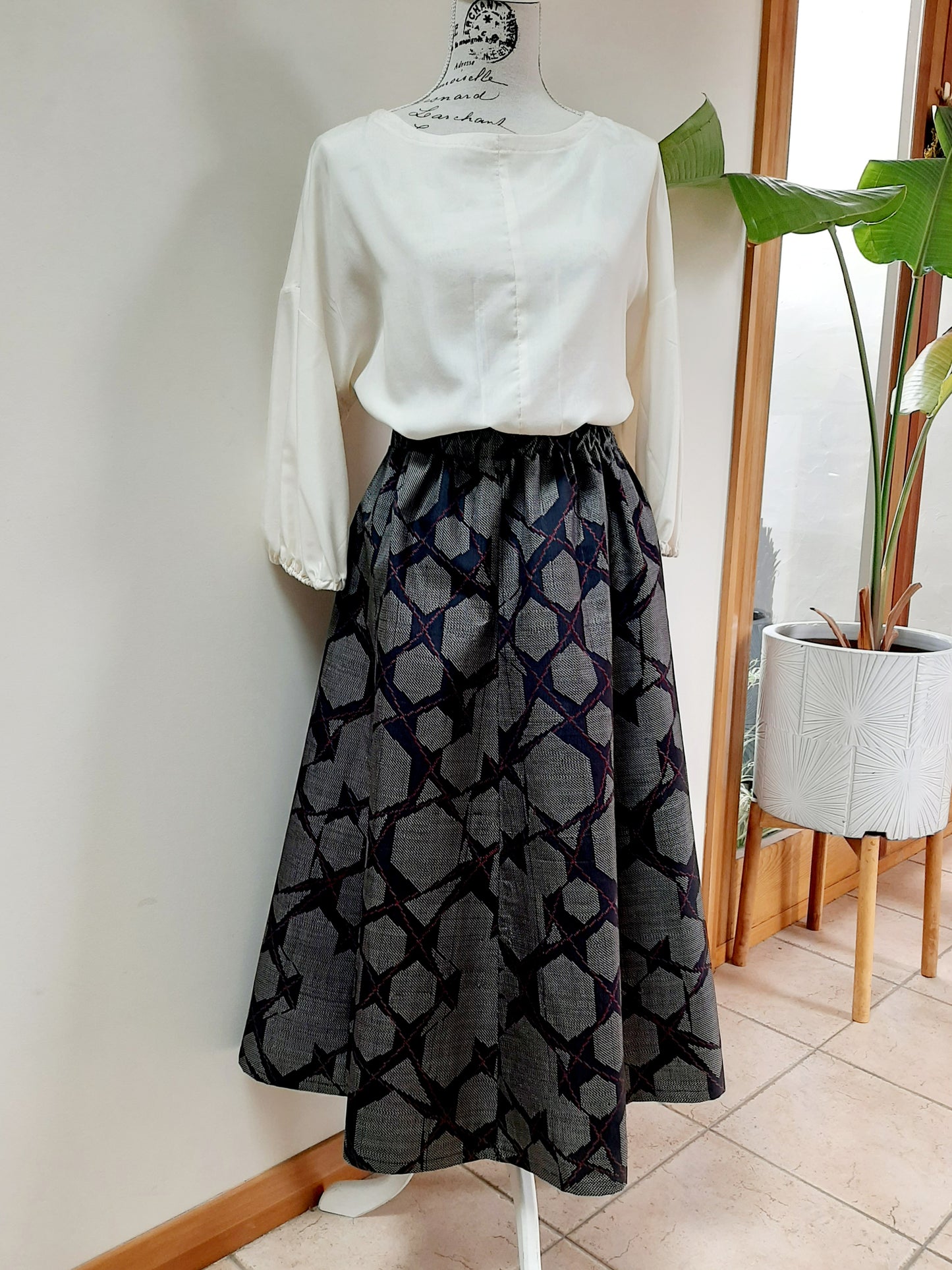 Vintage kimono silk skirt