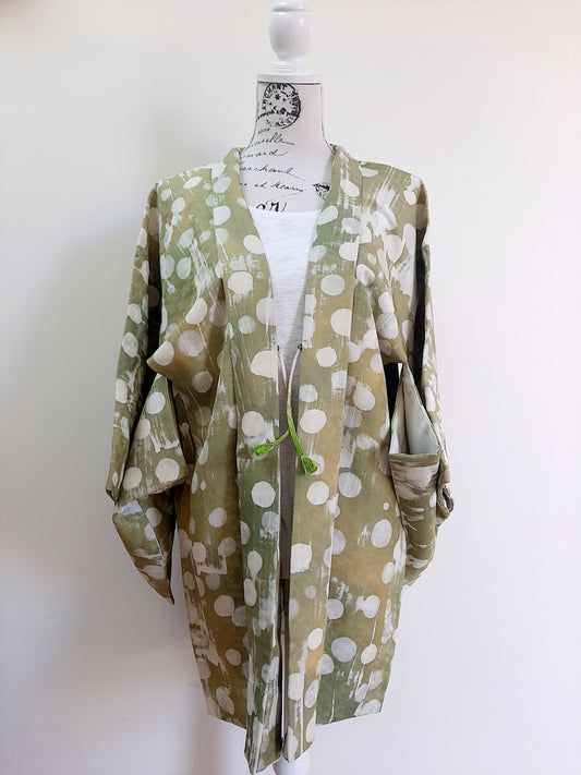Japanese Vintage Silk Haori, Kimono jacket 017