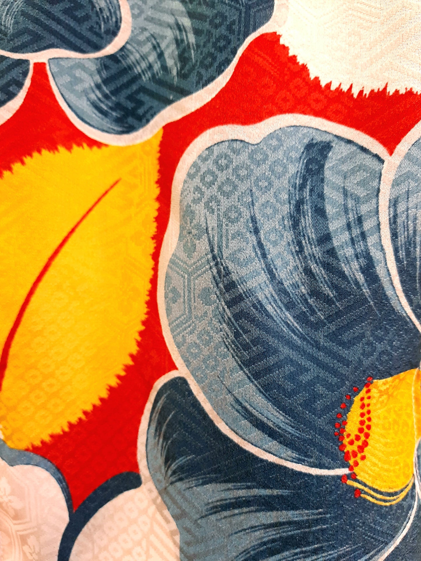 Upcycled Denim jacket with vintage kimono fabrics