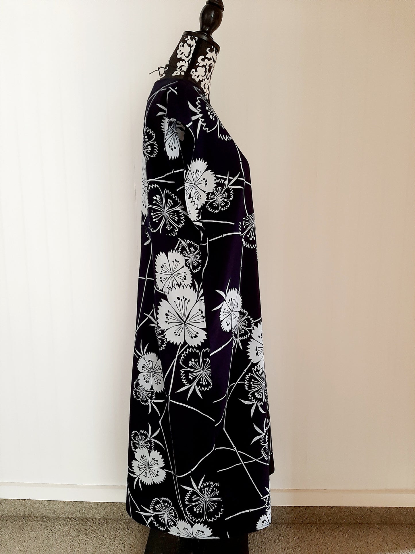 Vintage kimono Cotton dress with wide sash belts