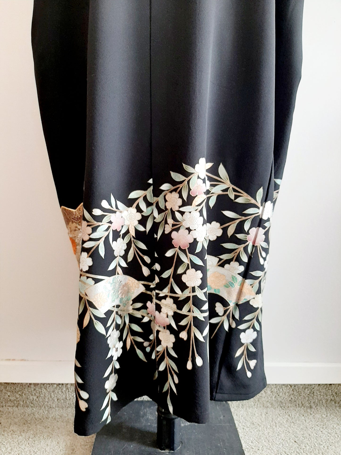 Side slits vintage kimono silk tunic dress