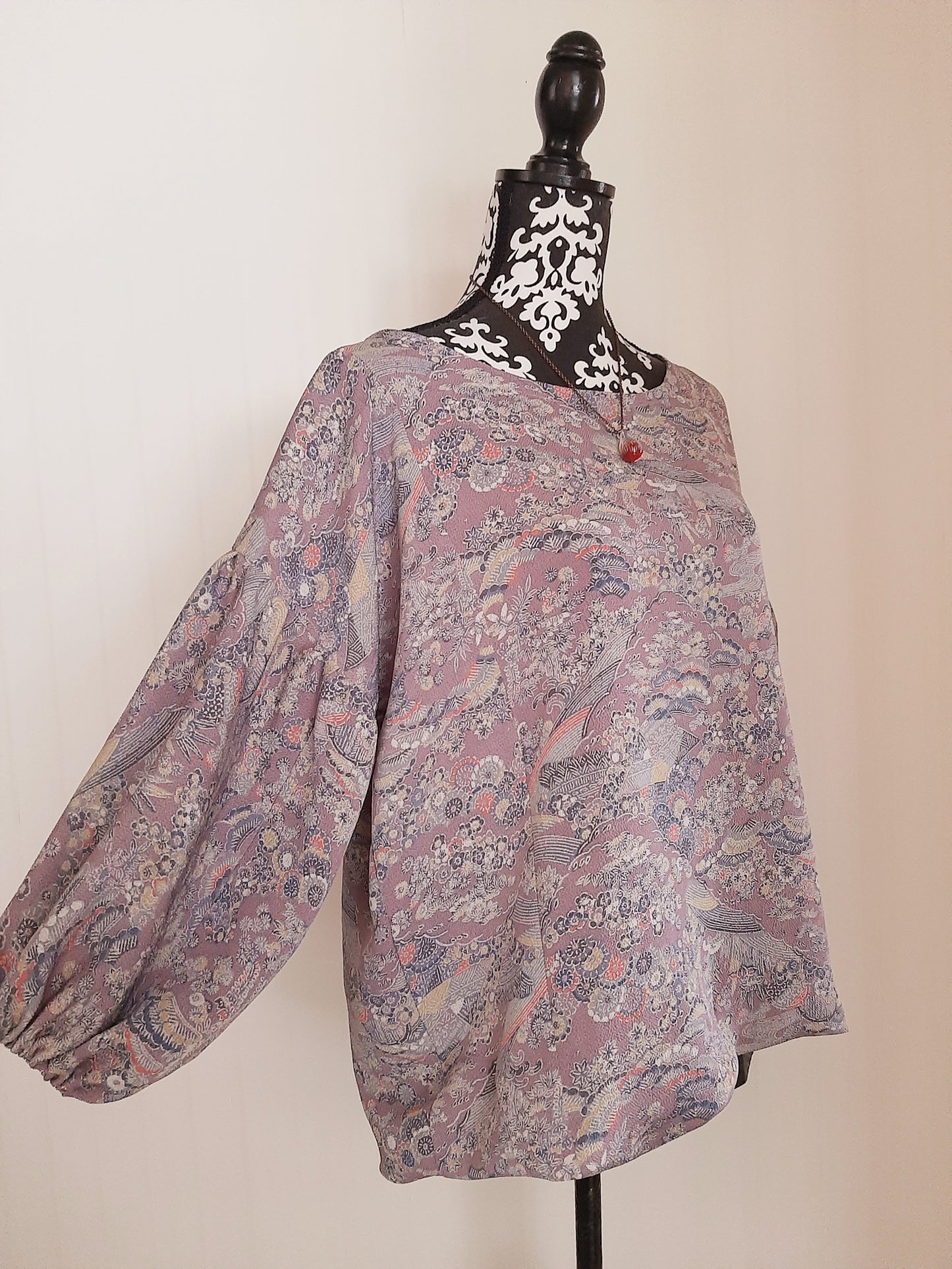 Vintage kimono Silk Chirimen top