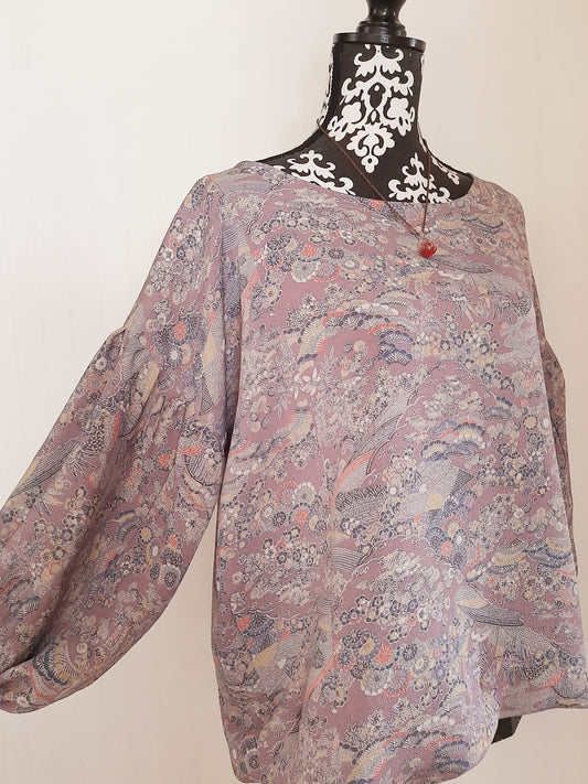 Vintage kimono Silk Chirimen top